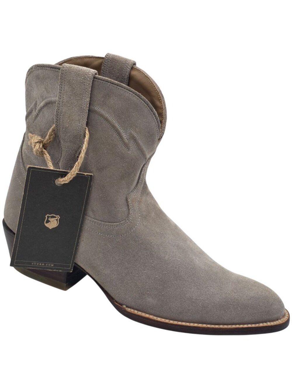 NEW Cuero Womens size 10B Suede Taupe Grey Ankle Cowboy Western Booties Handmade - Picture 1 of 16